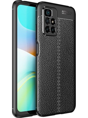 Microcase Xiaomi Redmi 10 Prime Leather Tpu Silikon Kılıf - Siyah