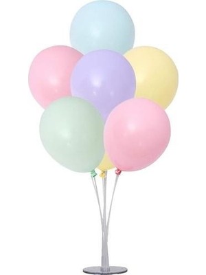 Bal10 Dünyası 7'li Balon Standı + 7 Adet Makaron Karışık Balon
