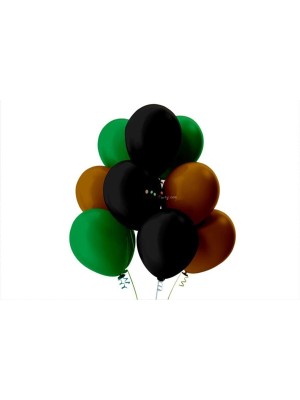 Bal10 Dünyası Açık Yeşil-Kahverengi-Siyah Pastel Soft Balon 30 Adet