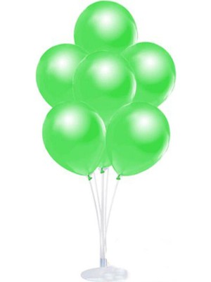 Bal10 Dünyası Balon Standı ve 7 Adet  Metalik Açık Yeşil Balon Seti