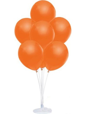 Bal10 Dünyası Balon Standı ve 7 Adet  Metalik Turuncu Balon Seti