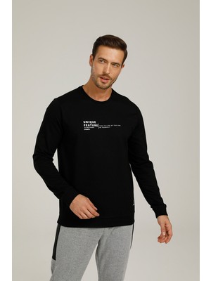 Kinetix SN549 Erıc Slogan Sweatsh Siyah Erkek Sweatshirt