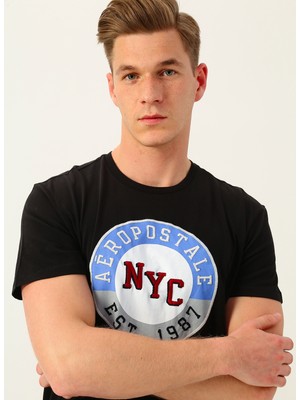 Aeropostale 3675 Bisiklet Yaka Kısa Kolsiyah Erkek Baskılı T-Shirt