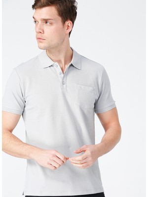 Fabrika Comfort Gri Erkek Cepli Polo T-Shirt
