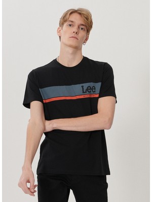 Lee Erkek Siyah Regular Fit Bisiklet Yaka T-Shirt