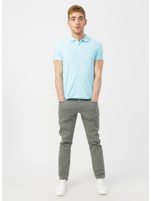 Lee Cooper Twins Erkek %100 Pamuk Polo Yaka T-Shirt Turkuaz