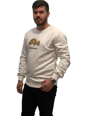 Amor Man Yuvarlak Yaka Ayıcık Göğüs Baskılı Bambu Dokuma Dar Kesim Yeni Stil Erkek Sweatshirt