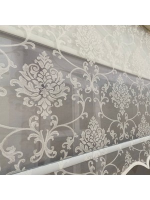 Volper Mekanik VP1620 Çift Mekanizmalı Tül ve Stor Perde Simli Damaks Desenli Etek Dilimli 80 x 200