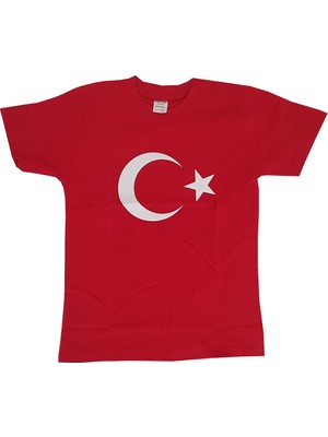 Feyzamavm Ay Yıldızlı (Türkiye Bayraklı) Kırmızı Tişört