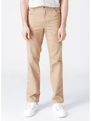 WRANGLER Erkek Açık Haki Texas Straight Fit Normal Bel 5 Cep Esnek Pantolon