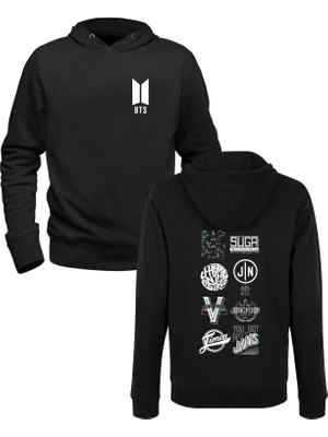 Alfa Tshirt Bts Siyah Ön Arka Baskılı Sweatshirt