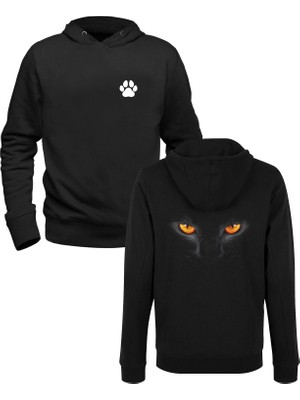 Alfa Tshirt Cat- Kedi Resimli Baskılı Siyah Ön Arka Baskılı Sweatshirt