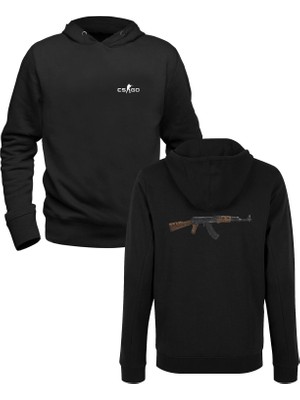 Alfa Tshirt Cs-Go Baskılı Siyah Ön Arka Baskılı Sweatshirt