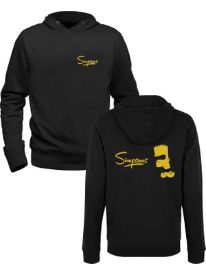 Alfa Tshirt Simpsons Siyah Ön Arka Baskılı Sweatshirt
