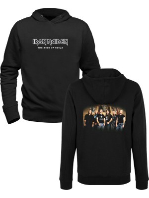 Alfa Tshirt Iron Maiden Tasarımlı Resimli Siyah Ön Arka Baskılı Sweatshirt