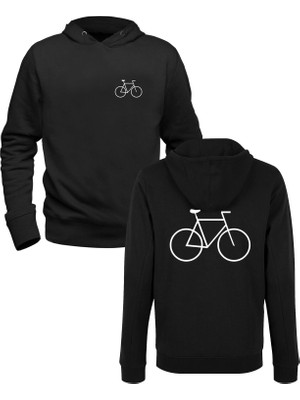 Alfa Tshirt Bisiklet Tasarımlı Baskılı Siyah Ön Arka Baskılı Sweatshirt