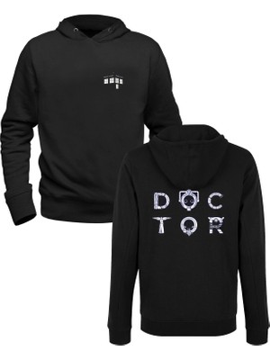 Alfa Tshirt Dr Who Baskılı Siyah Ön Arka Baskılı Sweatshirt