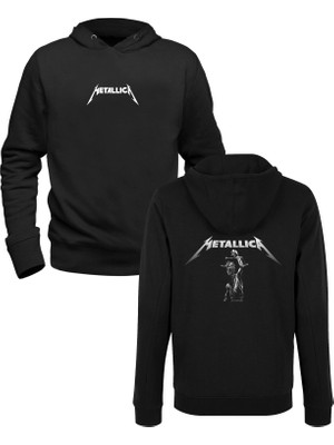 Alfa Tshirt Metallica Baskılı Siyah Ön Arka Baskılı Sweatshirt