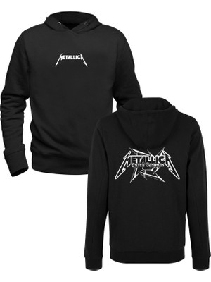 Alfa Tshirt Metallica Baskılı Siyah Ön Arka Baskılı Sweatshirt