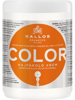 Kallos Cosmetics Color Hair Boyalı Saçlar Için Keten Tohumu Yağlı ve Uv Filtreli Saç Bakım Maskesi 1000 ml