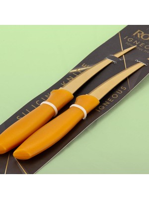 Homedius 2'li Tırtıklı Gold Rooc Bıçak Seti Gold-19 cm