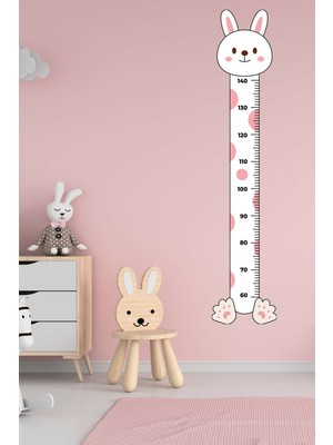 Echo Home Sevimli Pembe Kedi Figürlü Boy Ölçme Ölçüm Cetveli Duvar Sticker - Çocuk Odası