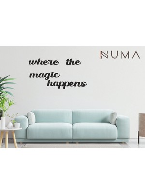 Numa Concept Duvar Süsü Kare Ahşap Tablo Where The Magic Happens