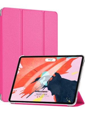 Microsonic Apple iPad Pro 12.9'' 2021 5. Nesil Kılıf (A2378-A2461-A2379-A2462) Slim Translucent Back Smart Cover Pembe