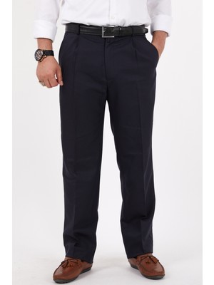 Maldia Erkek Büyük Beden Klasik Koyu Lacivert Kumaş Pantolon