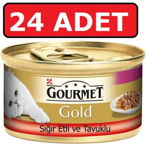 Gourmet Gold Sığır Etli Tavuklu Yetişkin Kedi Konservesi 85 Gram x 24'lü