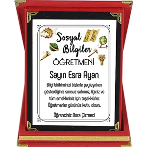 Sosyal Bilgiler Öğretmenine Hediye Isim Baskılı Plaket - Öğretmenler Günü Hediyesi