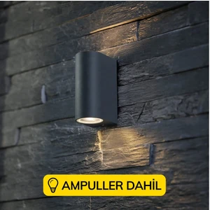 Çift Yönlü Dekoratif Duvar Aplik Ampuller Dahil Amber- Antrasit