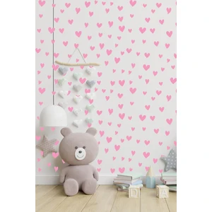 Lizpo Decor Kalp Yağmuru Duvar Sticker Bebek Çocuk Odası Dekoratif Pembe Çıkartma Sticker, 3-4-5cm 140 Adt
