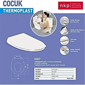 Thermoplast Çocuk Yetişkin Yavaş Kapanır Klozet Kapağı