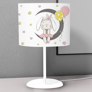 Sarı Ay Tavşan Desenli Çocuk Odası Dijital Baskılı Çocuk Odası Masaüstü Abajur Avize