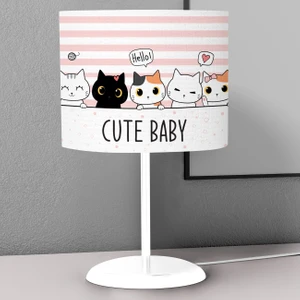 Sevimli Bebek Kediler  Desenli Çocuk Odası Dijital Baskılı Çocuk Odası Masaüstü Abajur Avize