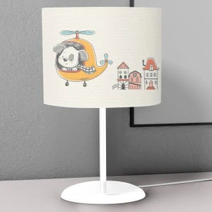 Helikopter Süren Köpek  Desenli Çocuk Odası Dijital Baskılı Çocuk Odası Masaüstü Abajur Avize