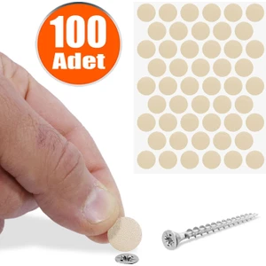 BADEM10 Yapışkanlı Vida Tapası Tıpası Krem Vida Kapatıcı Kapağı 100 Adet