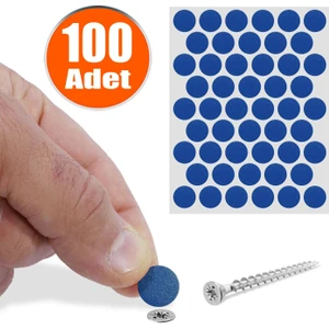 BADEM10 Yapışkanlı Vida Tapası Tıpası Mavi Vida Kapatıcı Kapağı 100 Adet