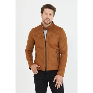 Erkek Taba Içi Polarlı Ince Süet Mont Kaban