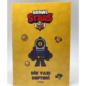 A5 Brawl Star Tel Dikiş Karton Kapak Çizgili Defter Sarı 60 Yaprak
