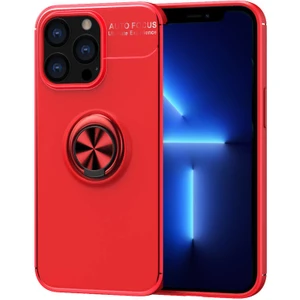 Case World Apple iPhone 13 Pro Max Kılıf Renkli Yüzüklü Manyetik Silikon Kapak Kırmızı - Kırmızı