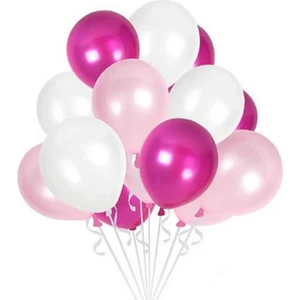 Bal10 Dünyası Fuşya Pembe - Rose Gold - Metalik Beyaz Karışık Metalik Balon 10 Adet