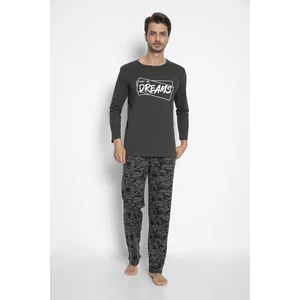 Vıshenka Erkek  Pamuk Haki Renk Kamuflaj Baskılı Pijama Takımı