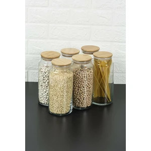 Karçiçeği Home Jumbo Boy 6'lı Bambu Kapaklı Vakumlu Cam Kavanoz 1440 Ml.