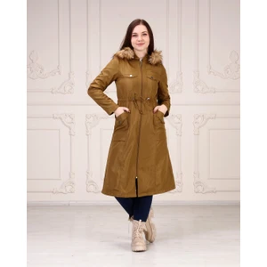 Vibeys Collection Taba Içi Kürkü ve Su Geçirmez Bayan Kışlık Mont & Kaban