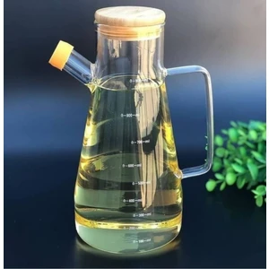 900ML Borosilikat Cam Bambu Kapaklı Yağdanlık