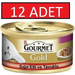 Gourmet Gold Sığır Etli ve Tavuklu Kedi Konserve Yaş Mama 12X85 gr