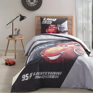 Cars LMQ95 Disney Lisanslı Lastikli Çarşaf Kapitone OUTLET Tek Kişilik Nevresim Takımı Gri