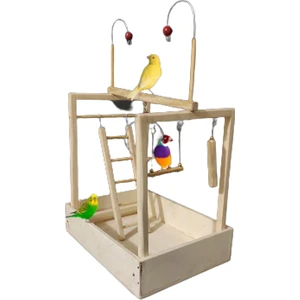 Çotanaklar Kafes Ahşap Kuş Oyun Parkı Alanı Katlanabilir 25 x 18 x 36 cm